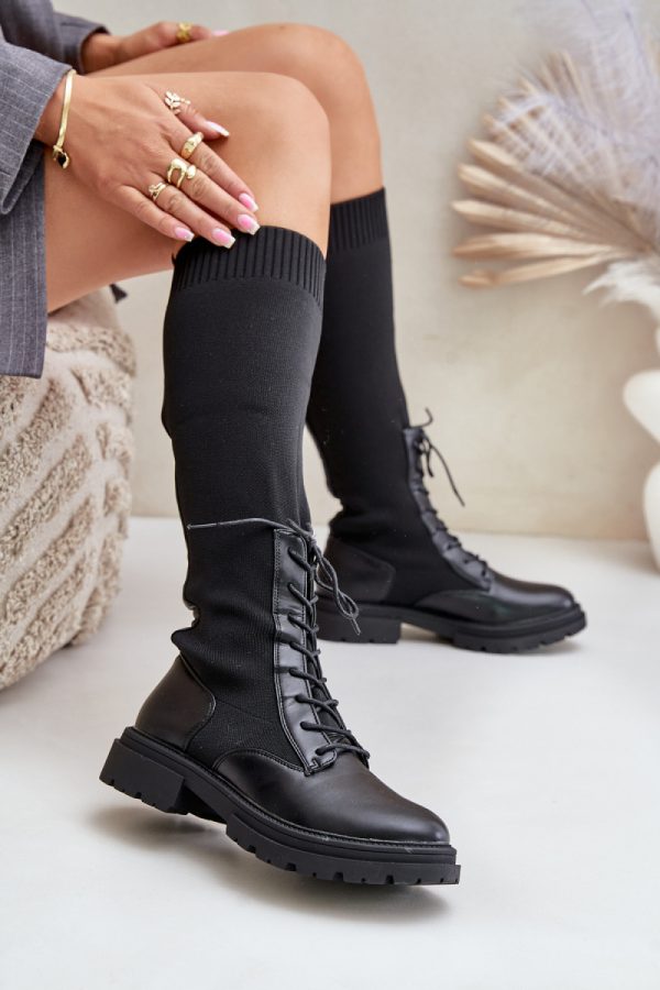 Black Thigh-Hight Boots in Over The Knee High Boots, Thigh High Boots with Fabric, Warmers, Footbed, Upper Height and Heel Height