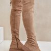1049170.jpg Beige Thigh-Hight Boots in Over The Knee High Boots, Thigh High Boots with Fabric, Warmers, Footbed, Upper Height and Heel Height