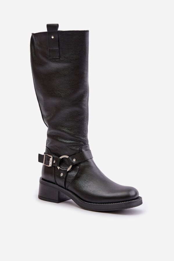 Black Thigh-Hight Boots in Over The Knee High Boots, Thigh High Boots with Fabric, Warmers, Footbed, Upper Height and Heel Height