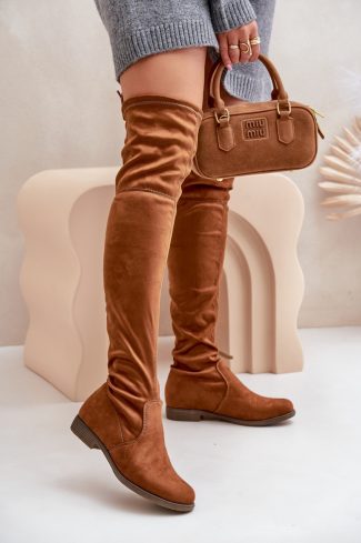 1049215.jpg Brown Thigh-Hight Boots in Over The Knee High Boots, Thigh High Boots with Fabric, Warmers, Footbed, Upper Height and Heel Height