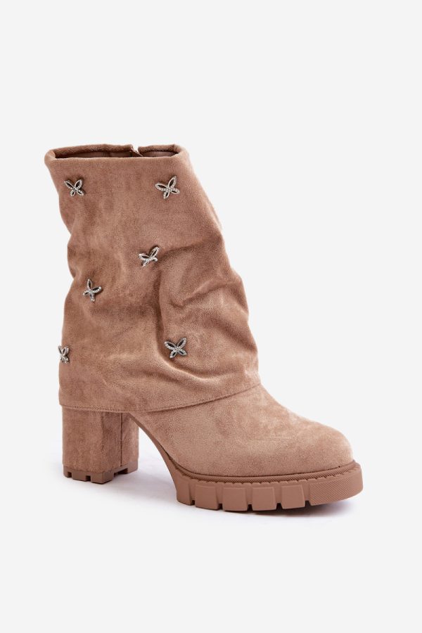 beige Heel boots model 203531 Step in style