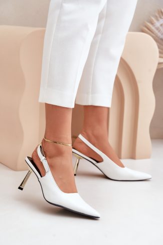 White High Heels in High Heels with Fabric, Footbed and Heel Height