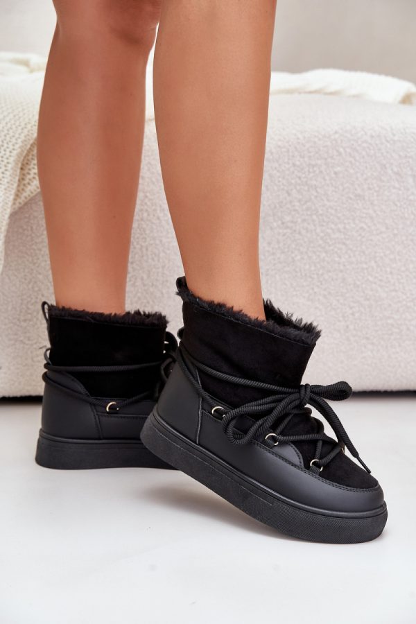 Black Snow Boots in Women`s Ankle Boots & Booties with Fabric, Warmers, Footbed, Upper Height and Platform Height