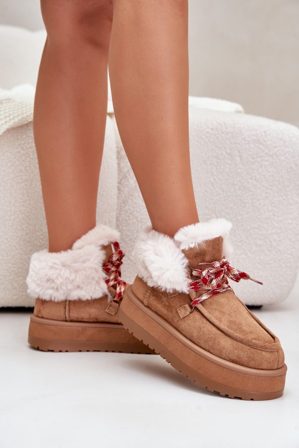 Brown Snow Boots in Women`s Ankle Boots & Booties with Fabric, Warmers, Footbed, Upper Height and Platform Height