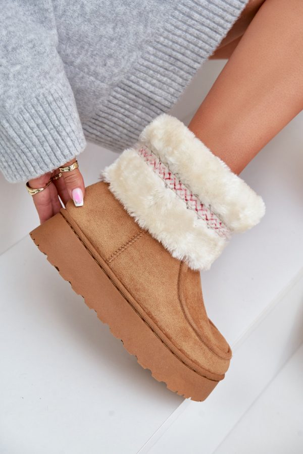 Brown Snow Boots in Women`s Ankle Boots & Booties with Fabric, Warmers, Footbed, Upper Height and Platform Height