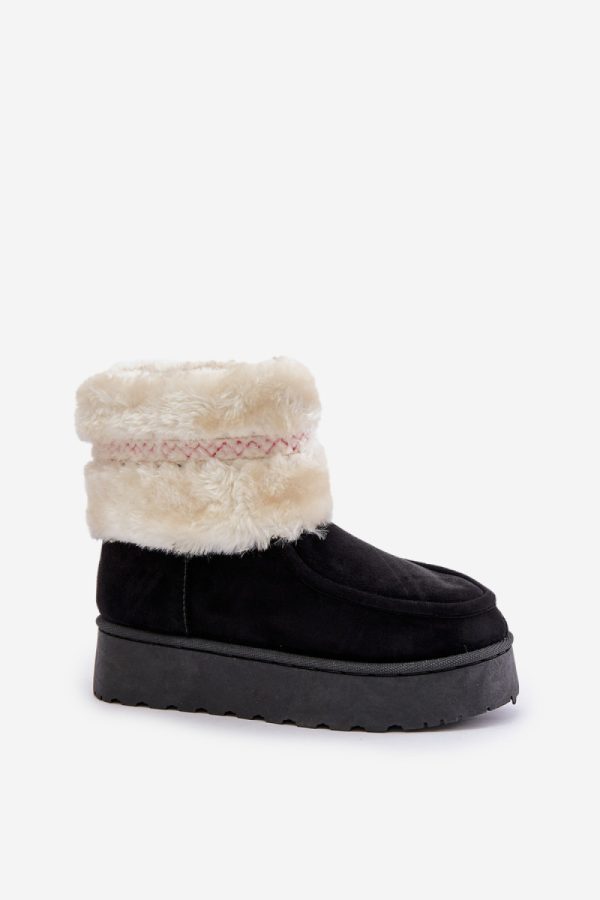 Black Snow Boots in Women`s Ankle Boots & Booties with Fabric, Warmers, Footbed, Upper Height and Platform Height