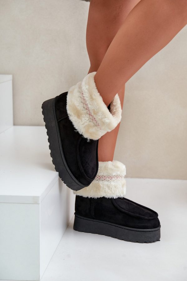 Black Snow Boots in Women`s Ankle Boots & Booties with Fabric, Warmers, Footbed, Upper Height and Platform Height