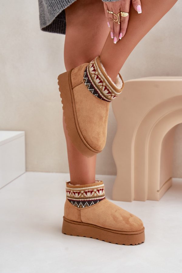 Brown Snow Boots in Women`s Ankle Boots & Booties with Fabric, Warmers, Footbed, Upper Height and Platform Height