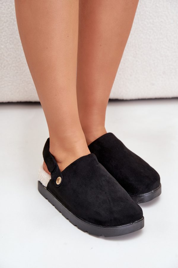 Black Slippers....Fabric, Warmers, Footbed and Platform Height