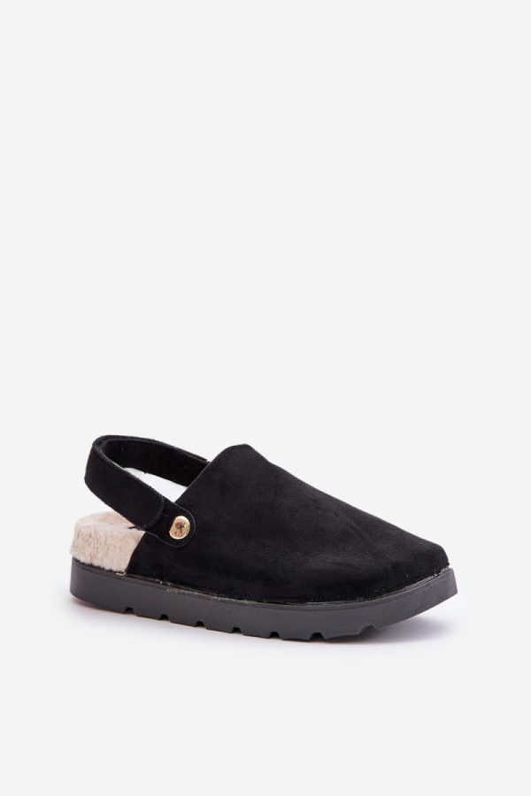 Black Slippers....Fabric, Warmers, Footbed and Platform Height