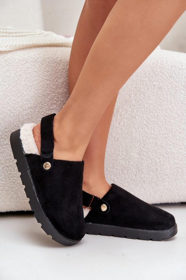 Black Slippers....Fabric, Warmers, Footbed and Platform Height