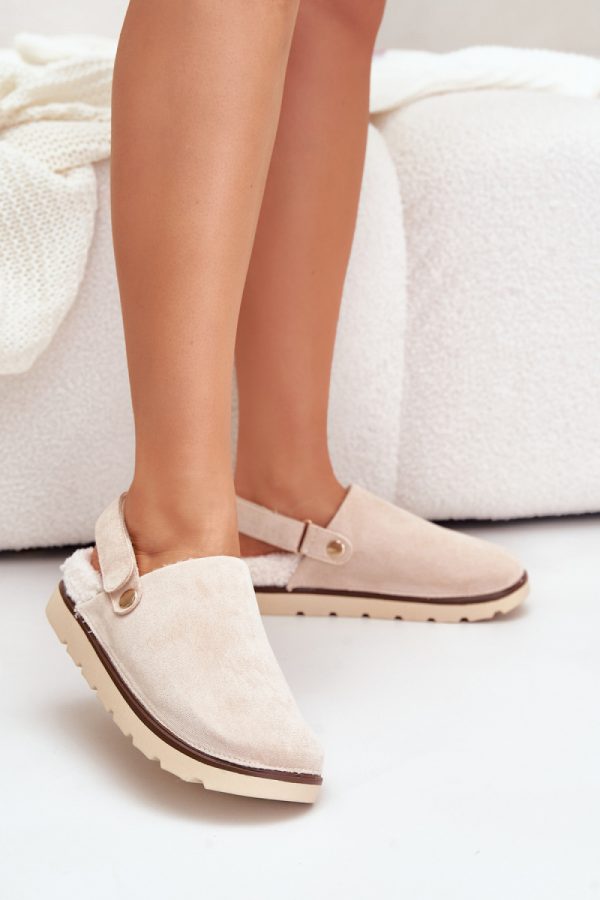 Beige Slippers in Slippers For Women with Fabric, Warmers, Footbed and Platform Height