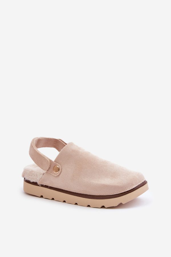 Beige Slippers in Slippers For Women with Fabric, Warmers, Footbed and Platform Height