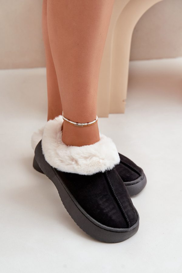Black Slippers in Slippers For Women with Fabric, Warmers, Footbed and Platform Height