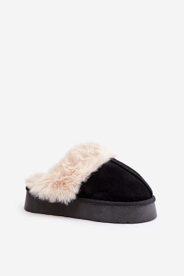 Black Slippers in Slippers For Women with Fabric, Warmers, Footbed and Platform Height