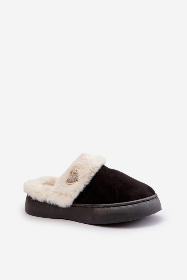 Black Slippers in Slippers For Women with Fabric, Warmers, Footbed and Platform Height