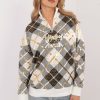 Beige Sweatshirt in Sweatshirts For Women with Cotton and Spandex