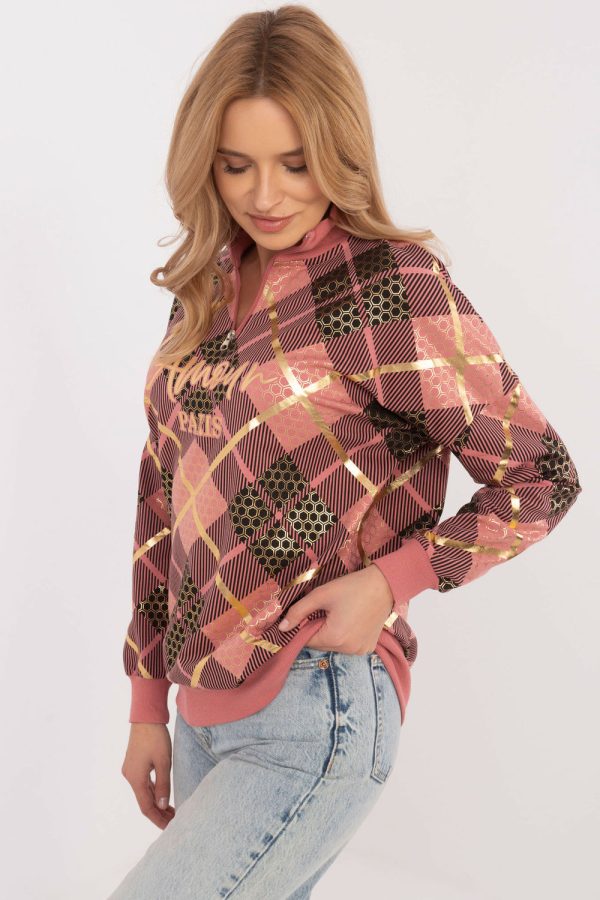 Pink Sweatshirt in Sweatshirts For Women with Cotton and Spandex