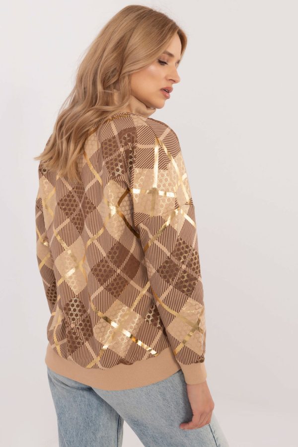 Brown Sweatshirt in Sweatshirts For Women with Cotton and Spandex