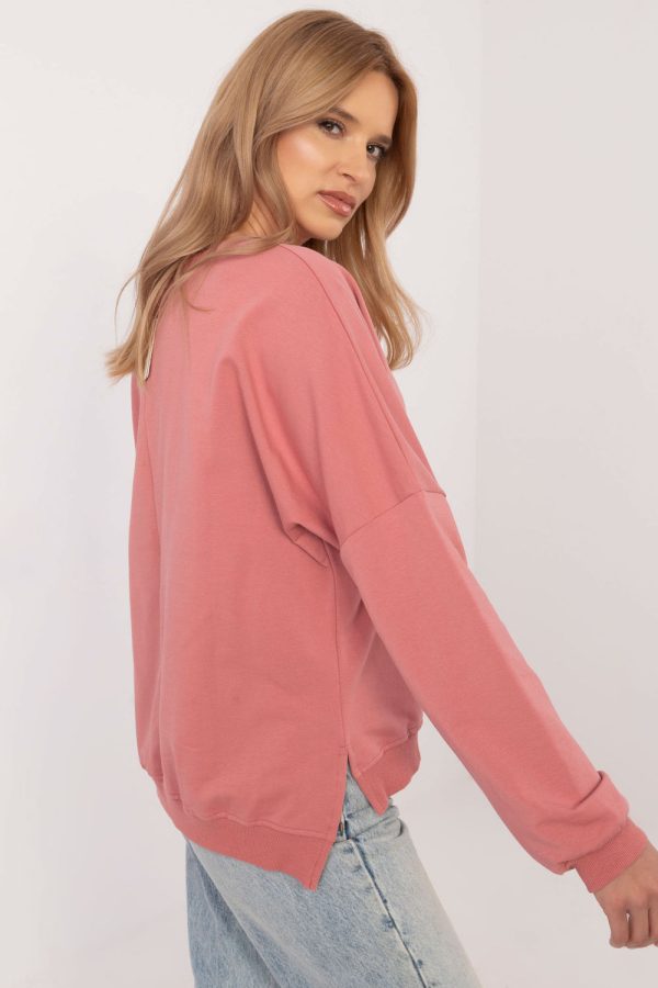Pink Sweatshirt in Sweatshirts For Women with Cotton and Spandex