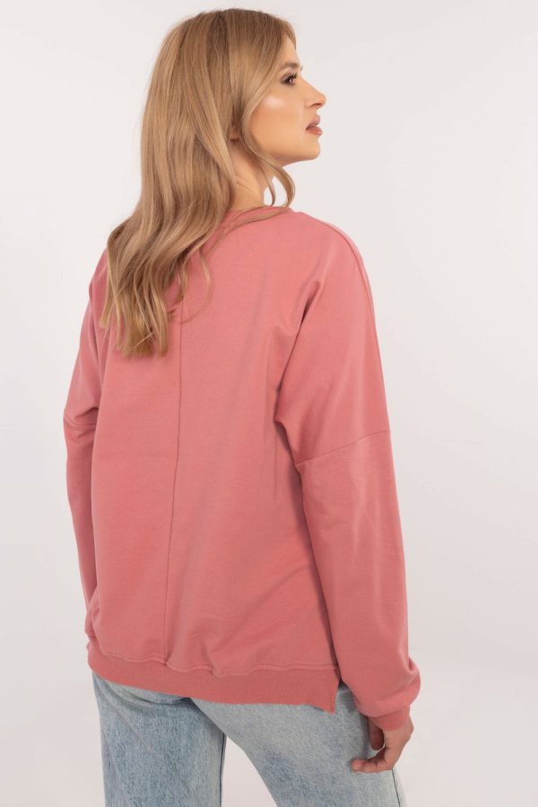 Pink Sweatshirt in Sweatshirts For Women with Cotton and Spandex