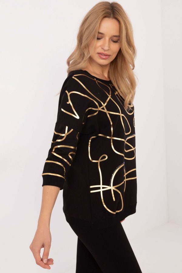 Black Blouse in Women`s Blouses, Tunics with Cotton and Spandex