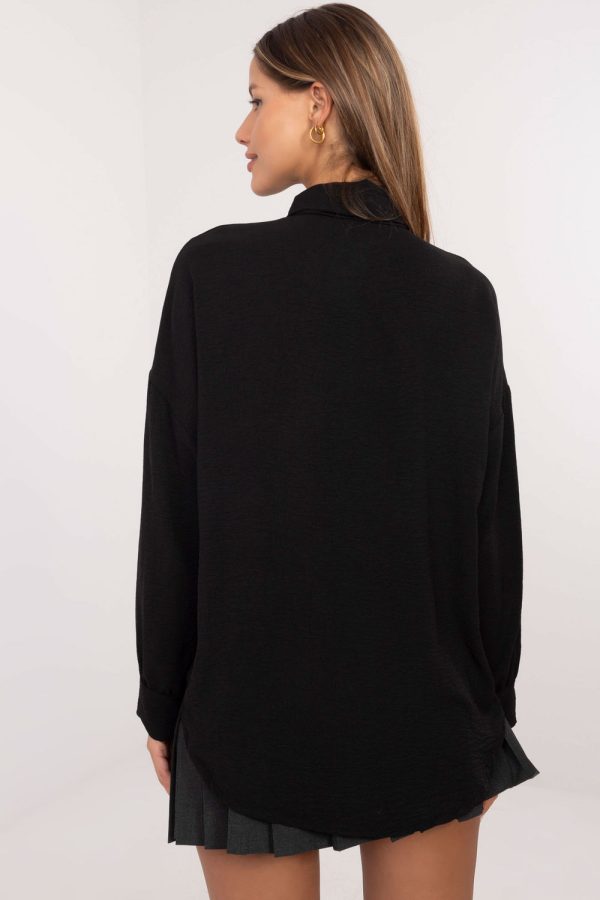 Black Long Sleeve Shirt in Shirts For Women with Spandex and Polyester