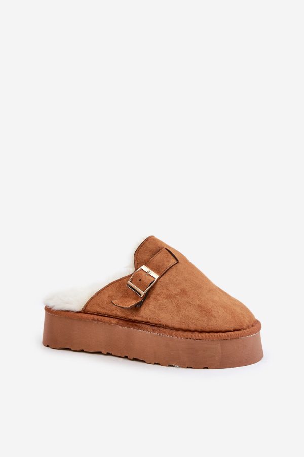 Brown Slippers in Slippers For Women with Fabric, Warmers, Footbed and Platform Height