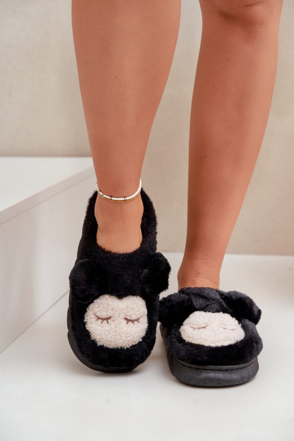 Black Slippers in Slippers For Women with Fabric, Warmers, Footbed and Sole Height