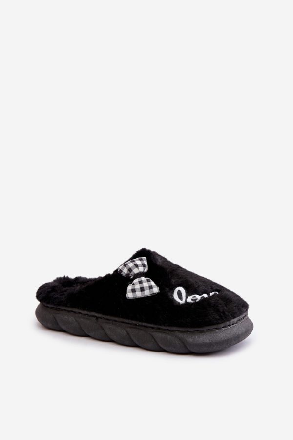 Black Slippers in Slippers For Women with Fabric, Warmers, Footbed and Sole Height