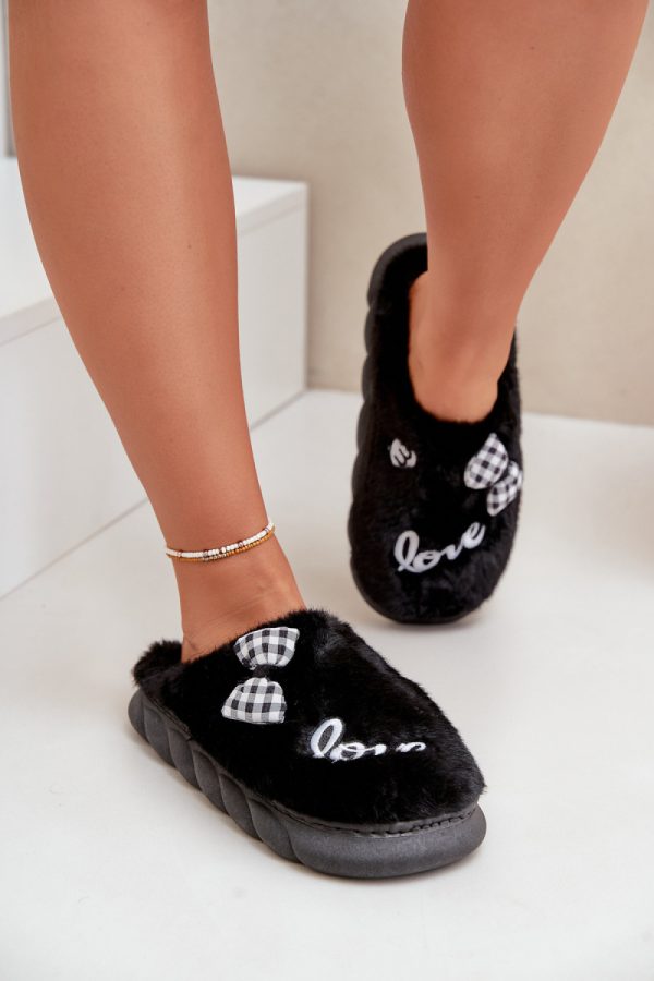 Black Slippers in Slippers For Women with Fabric, Warmers, Footbed and Sole Height