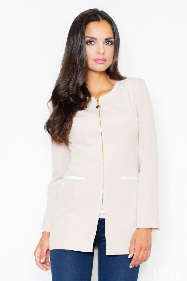 Beige Jacket in Jackets, Vests For Women with Polyester and Viscose
