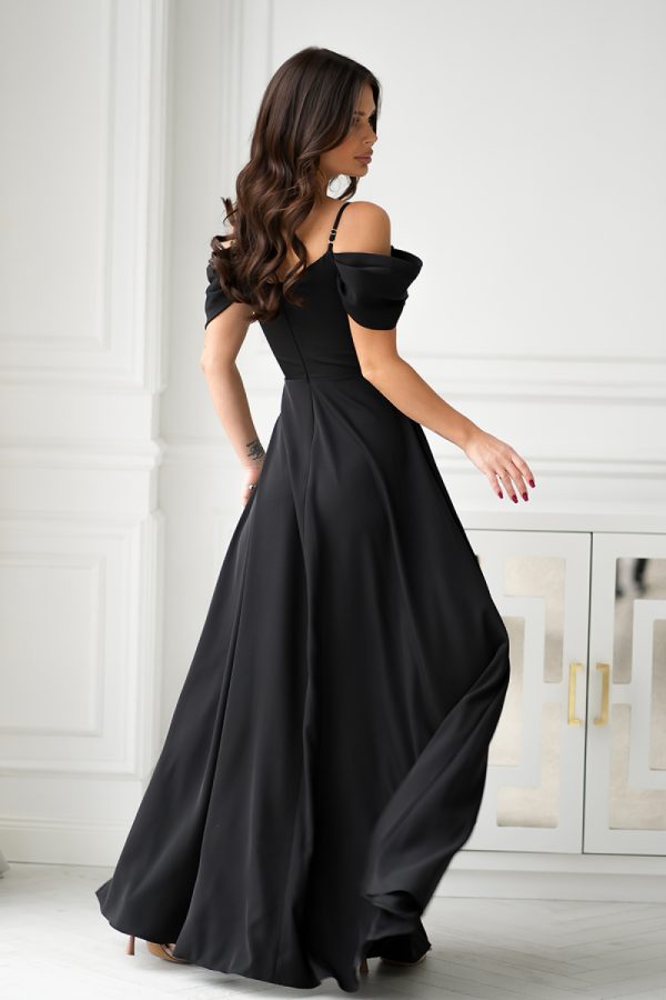 Black Long Dress in Evening Dresses with Spandex and Polyester