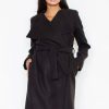 Black Coat in Women`s Coats, Jackets with Polyester and Viscose