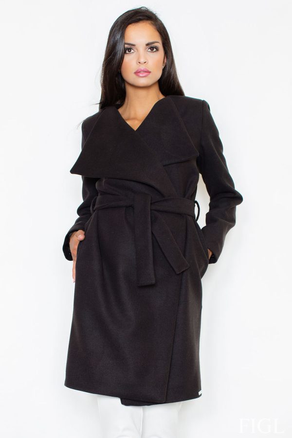 Black Coat in Women`s Coats, Jackets with Polyester and Viscose
