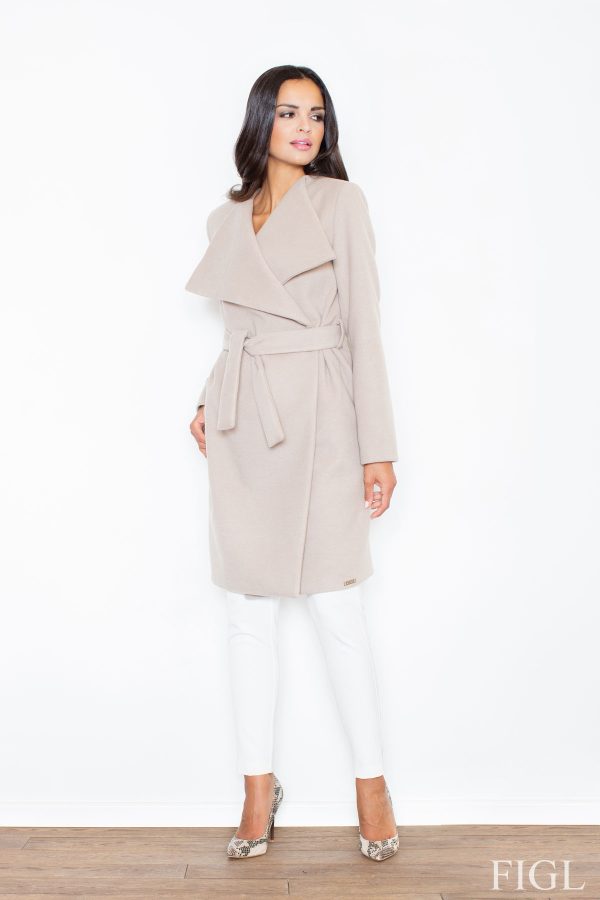 Beige Coat in Women`s Coats, Jackets with Polyester and Viscose