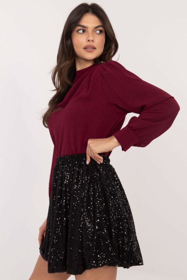 Black Short Skirt in Skirts with Spandex and Polyester