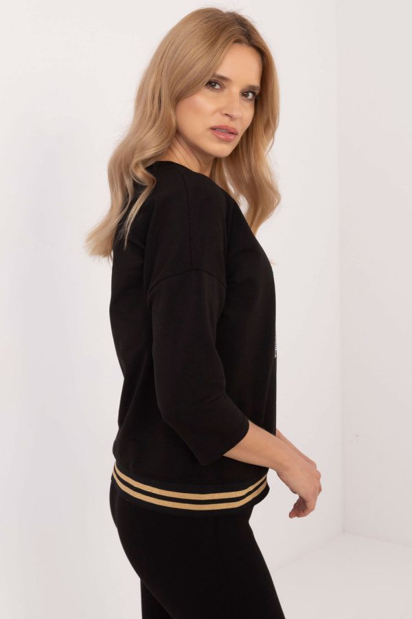 Black Blouse in Women`s Blouses, Tunics with Cotton and Spandex