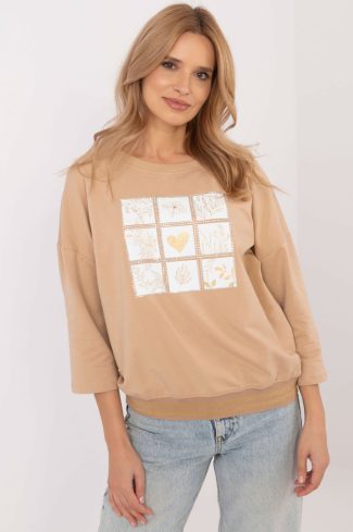Brown Blouse in Women`s Blouses, Tunics with Cotton and Spandex