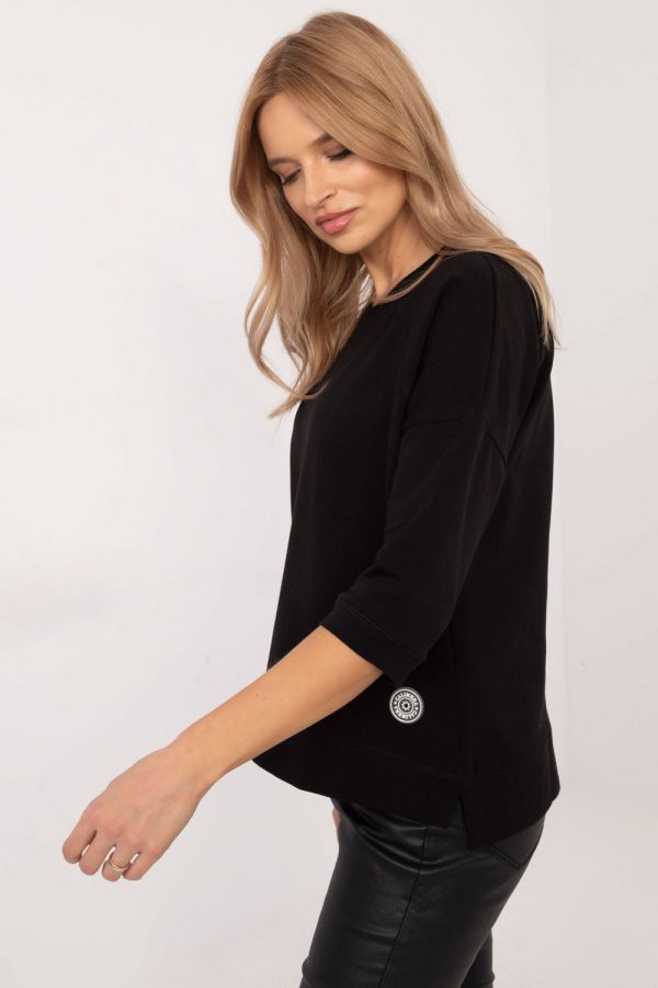 Black Blouse in Women`s Blouses, Tunics with Cotton and Spandex
