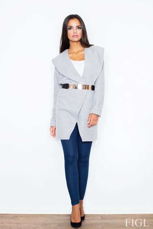 Grey Coat in Women`s Coats, Jackets with Polyester and Viscose