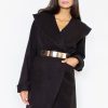 Black Coat in Women`s Coats, Jackets with Polyester and Viscose