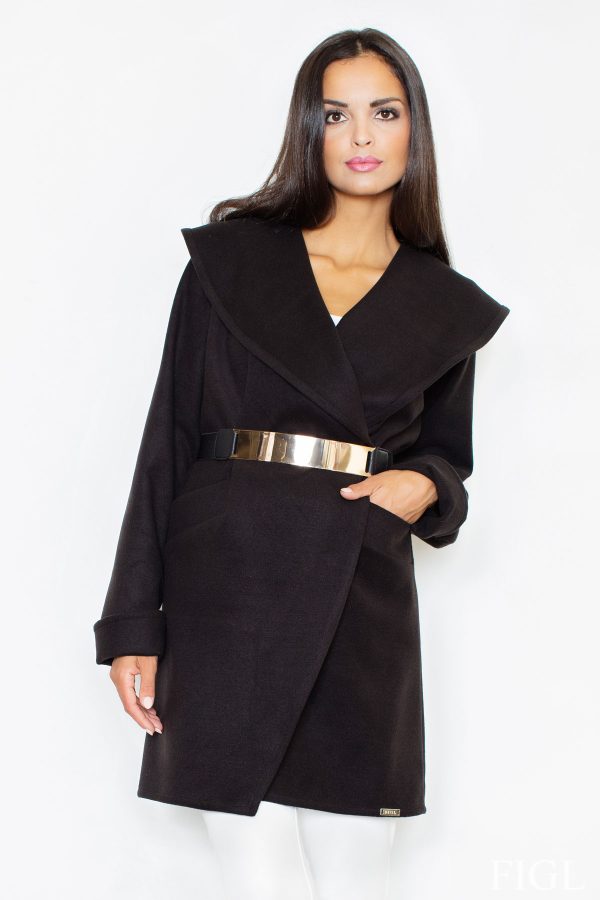 Black Coat in Women`s Coats, Jackets with Polyester and Viscose