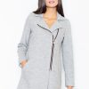 Grey Coat in Women`s Coats, Jackets with Spandex, Polyester and Wool