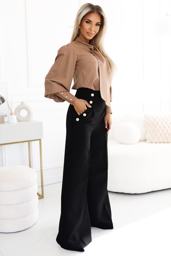 Brown Blouse in Women`s Blouses, Tunics with Spandex and Polyester
