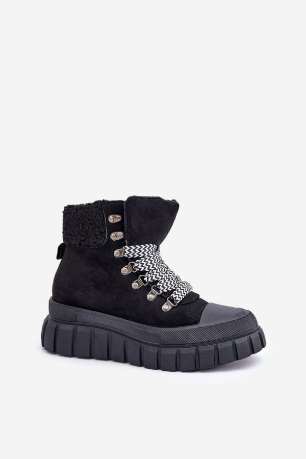 Black Trapper Shoes in Women`s Ankle Boots & Booties with Fabric, Warmers, Footbed, Upper Height and Platform Height