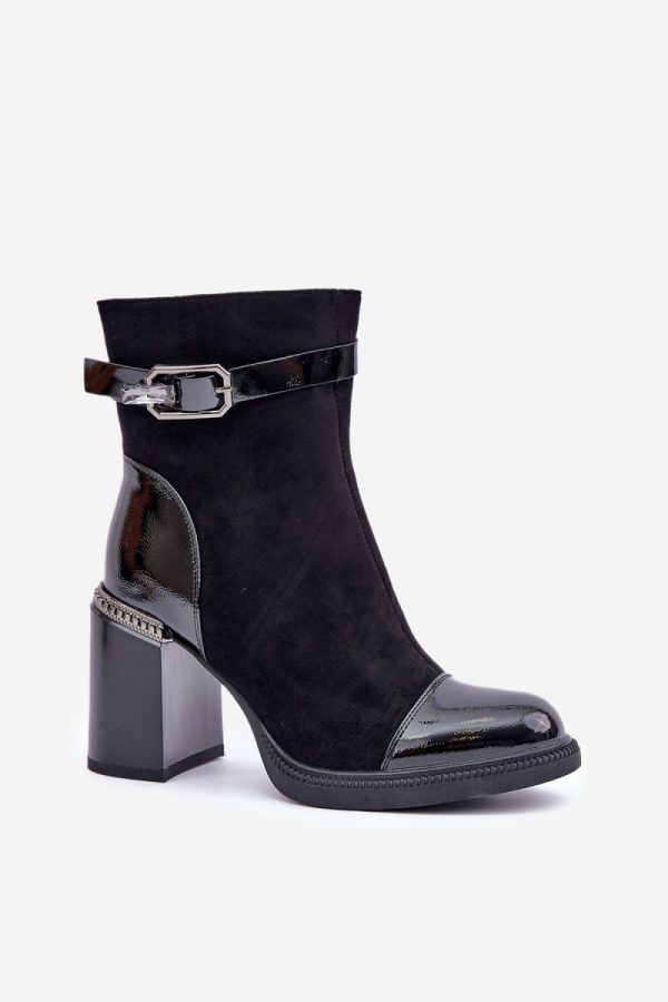 Black Heel Boots in Women`s Ankle Boots & Booties with Fabric, Warmers, Footbed, Upper Height and Heel Height