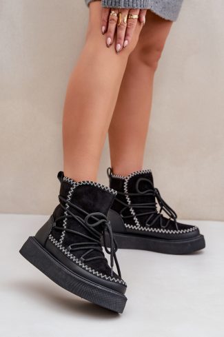 Black Snow Boots in Women`s Ankle Boots & Booties with Fabric, Warmers, Footbed, Upper Height and Platform Height