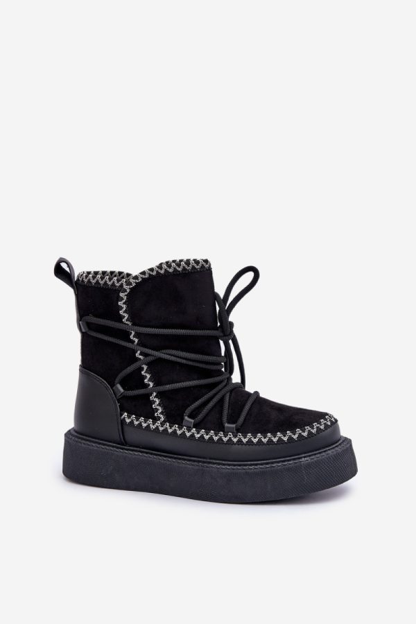 Black Snow Boots in Women`s Ankle Boots & Booties with Fabric, Warmers, Footbed, Upper Height and Platform Height