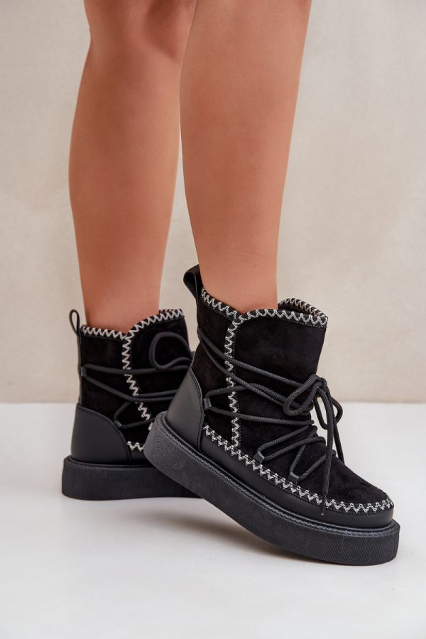 Black Snow Boots in Women`s Ankle Boots & Booties with Fabric, Warmers, Footbed, Upper Height and Platform Height